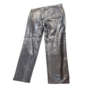 Chico's Silver Metallic Snake Skin Print Straight Leg Pants Womens 3R US 16R